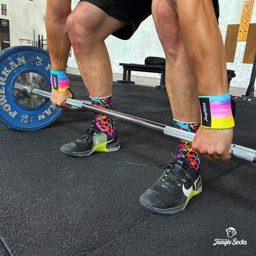 Technische Crossfit-Socken mit mehrfarbigem Tierdruck, strapazierfähig und nahtlos.